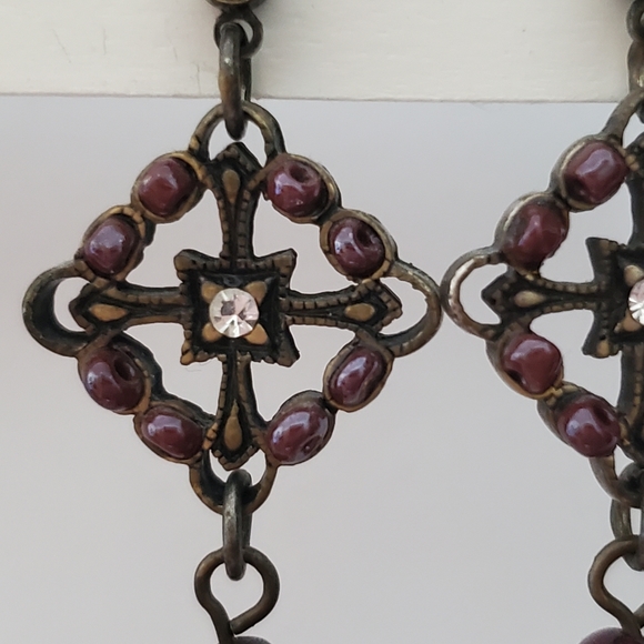 Purple stone drop earrings - Picture 5 of 8